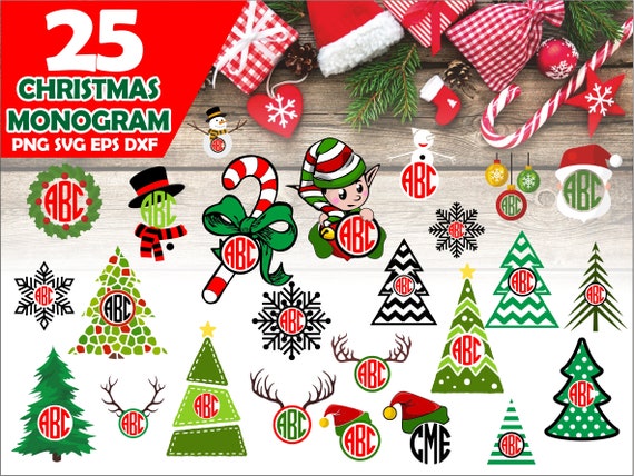 Download Christmas Monogram Svg Files Elf Monogram Christmas Tree Svg Etsy