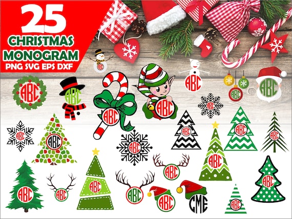 Download Christmas Monogram Svg Files Elf Monogram Christmas Tree Svg Etsy