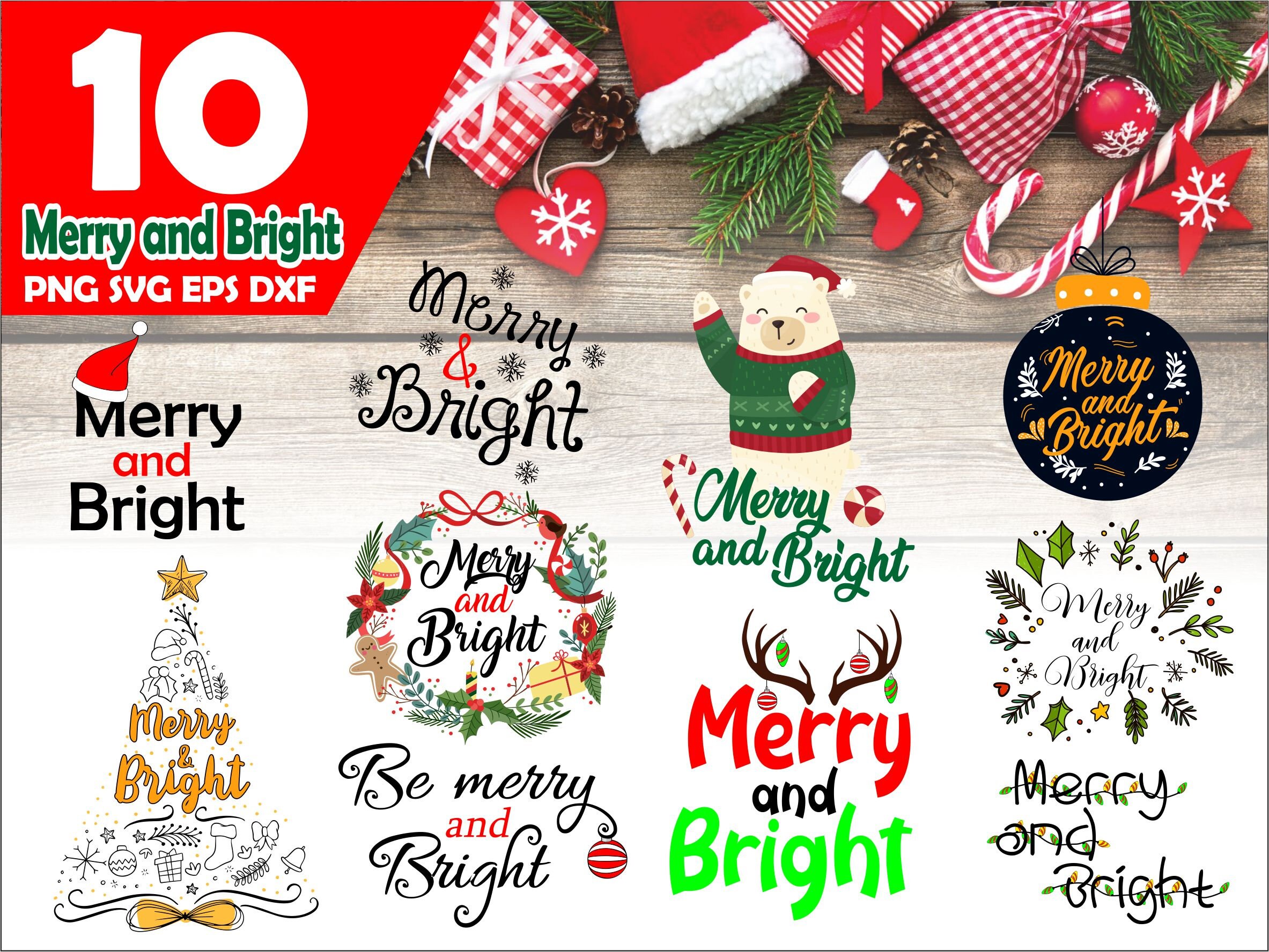 Download Merry And Bright Svg Files For Cricut Merry Christmas Svg Etsy