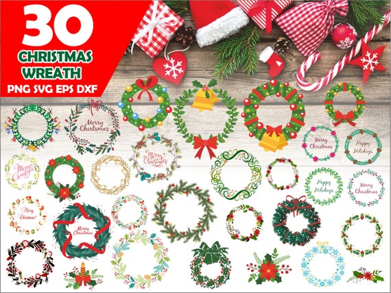 Download Christmas Wreath Svg File Merry Christmas Svg Floral Wreath Etsy