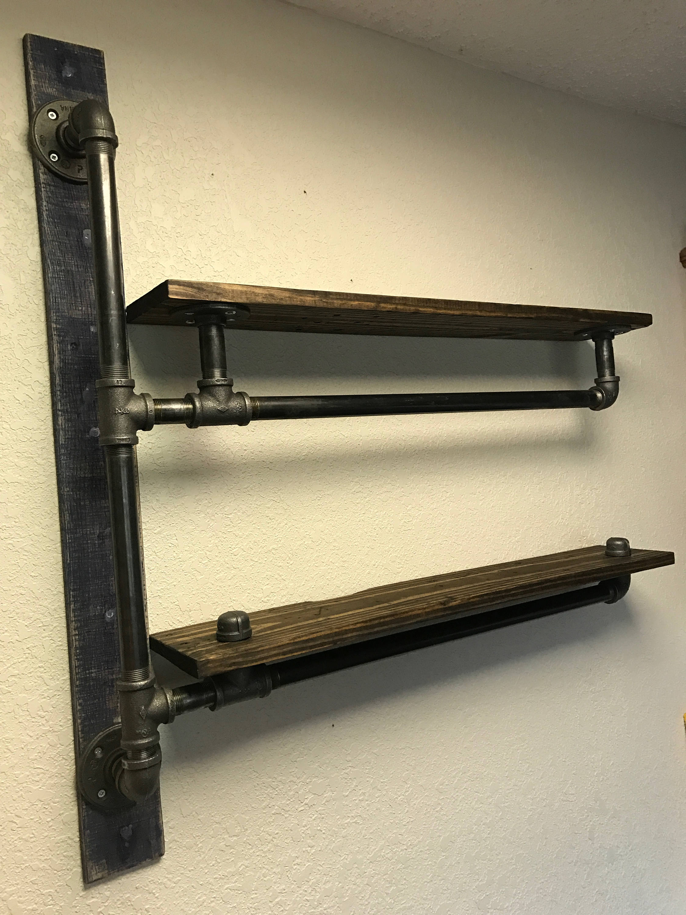 Vintage Black Iron Pipe Custom Shelf Reclaimed Pallet Wood Etsy