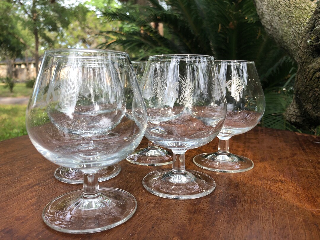 Vintage Barware Monogram K Brandy Cognac Snifters Set of Six Etsy