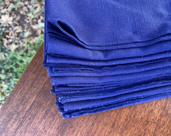 Vintage Cloth Cotton Blend Napkins Table Linens Navy Blue Set of Ten