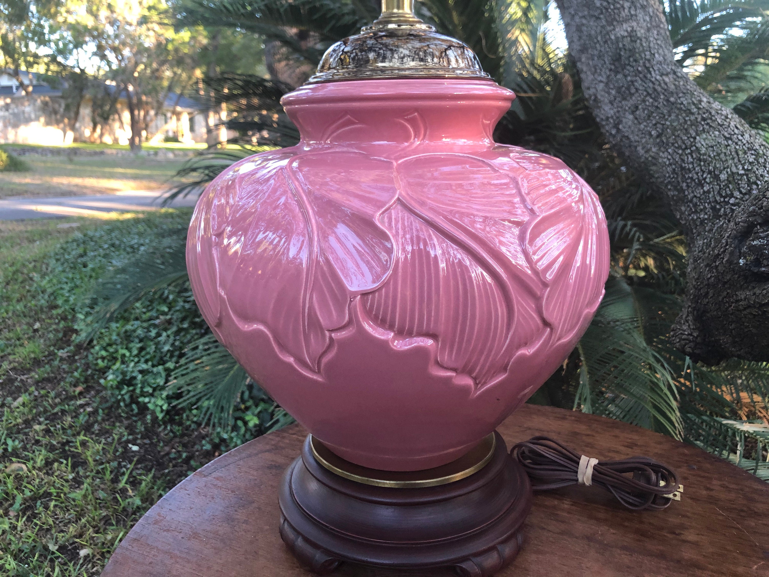 Vintage Royal Haeger Pink Leaf Ginger Jar Pottery Lamp Etsy