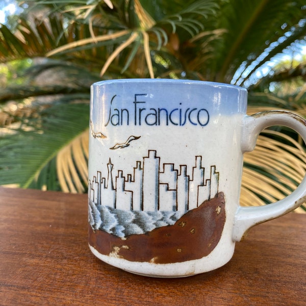 Vintage Mico Stoneware San Francisco Iridescent Colors Coffee Mug Cup