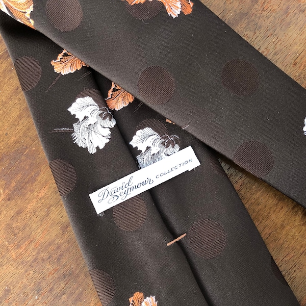 Vintage 1970s Wide David Seymour Collection Zindler’s Brown Floral Tie for Big and Tall Men