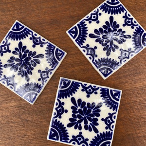 Vintage Orion Blue White Decorative Ceramic Talavera Tile Monterrey Mexico