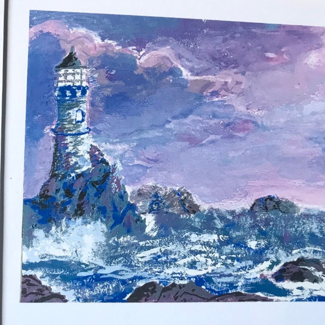 Lighthouse Framed Art Print Painting Etsy