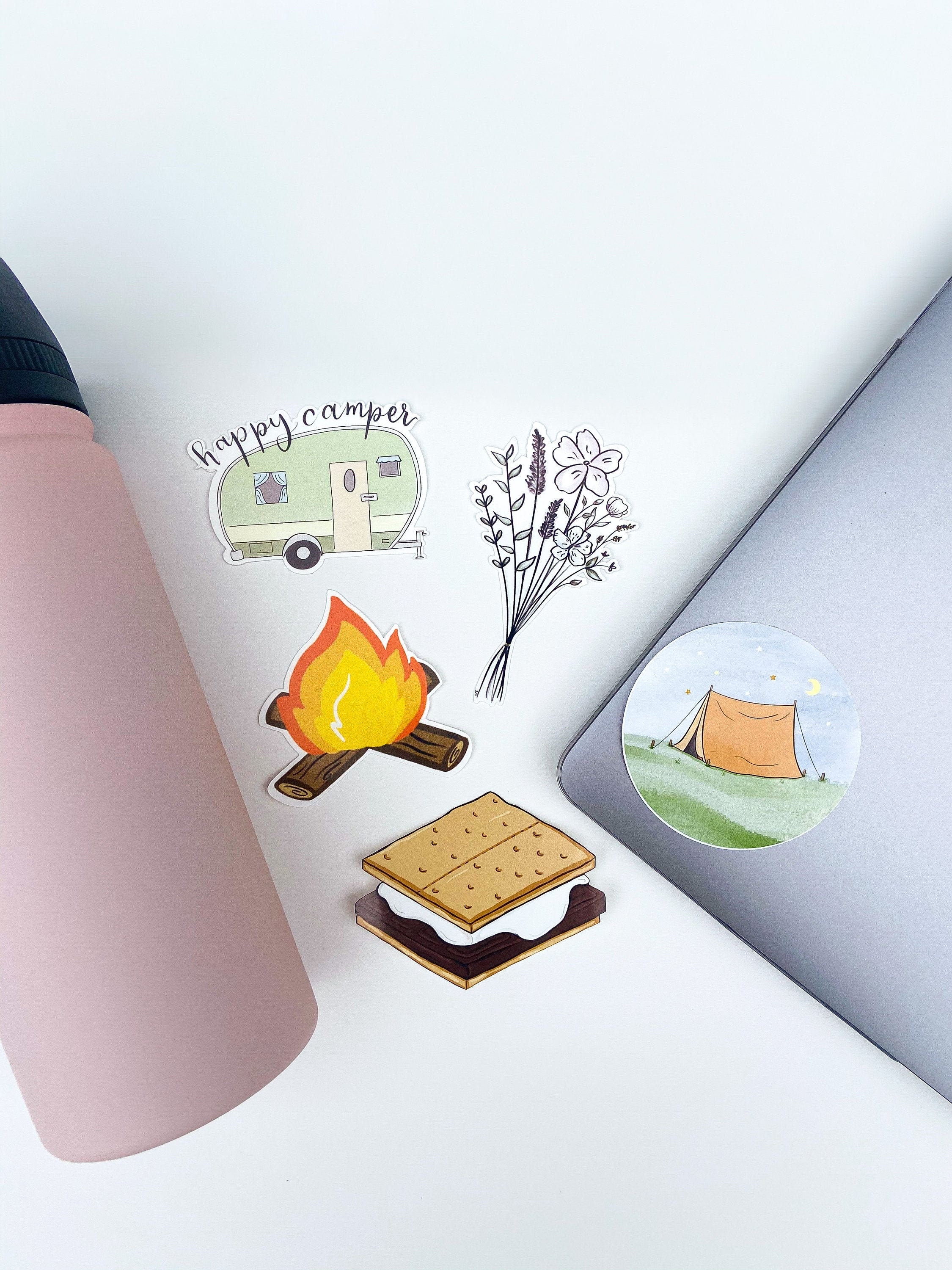 Camping Sticker Pack Laptop Water Bottle Decal Vinyl Nature | Etsy