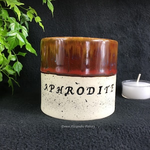 APHRODITE Handmade Pottery 6 oz Cup ~ Candle Holder ~ Goddess Altar Decor ~ Cappuccino Cup