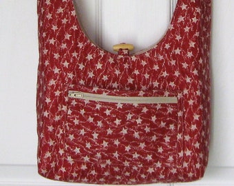 Red Stars & Cream Small Reversible Shoulder bag/purse