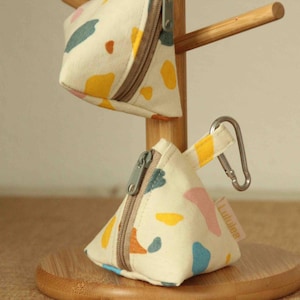 Tee-bag - Portamonete in tela triangolare - Mini portafoglio portachiavi con cerniera