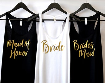 Bride Tank Top, Maid of Honor Tank Top, Bridesmaid Tank, Bride Shirt, Bridal Party Shirts, Bridesmaid Gifts, Bachelorette Party Shirts, MOH