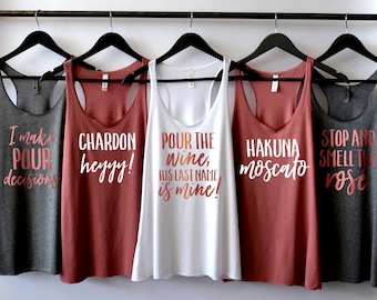 Pour the Wine His Last Name Is Mine Tank, Winery Bachelorette, Hakuna Moscato, Bachelorette Party Shirts, Bachelorette Tank, Wine Tasting