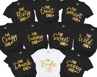 Funny Bachelorette Shirts, The Bride, The Sassy One, Group Bachelorette Party T-Shirts, Bridesmaid Matching T-Shirts, Bridal Party T-Shirt