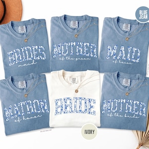 Chemises Comfort Colors® en toile bleue pour EVJF, t-shirt pour la mariée, chemise mère de la mariée, demoiselle d'honneur, fête de mariage, grand-millénaire