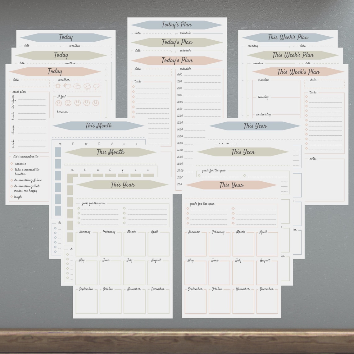 Aesthetic Digital Printable Planner Bundle Daily, Weekly, Monthly ...