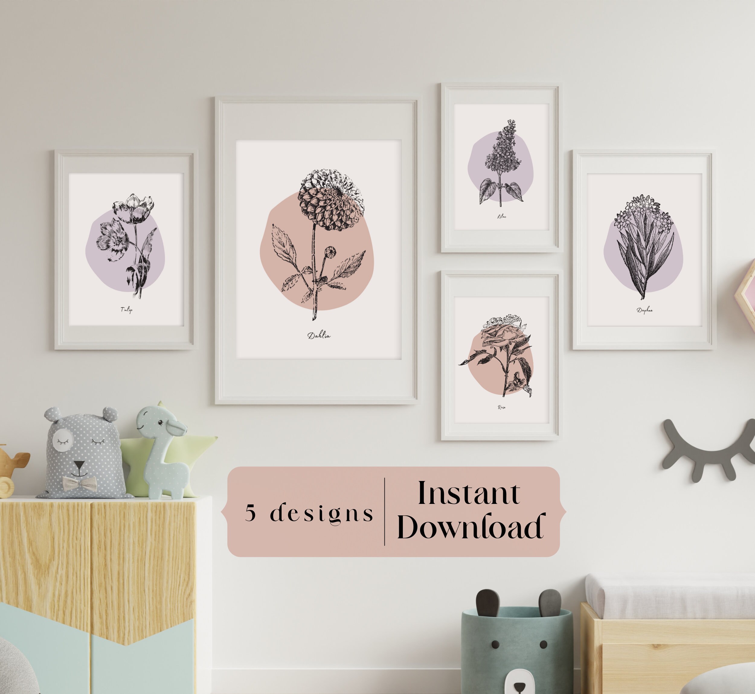 Art & Collectibles Digital Prints Nursery Design flower Wall Art ...