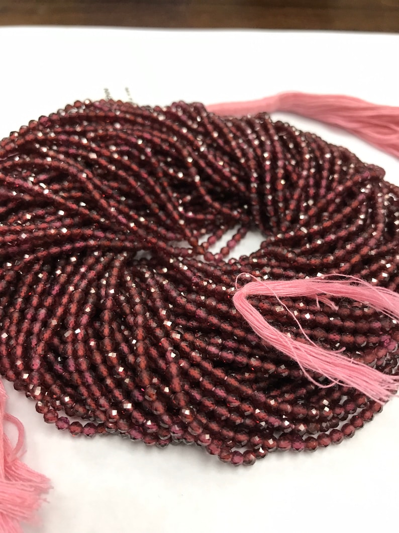 Rhodolite Garnet Natural Garnet Round Faceted 5 strands 3mm Granet Beads Faceted Round