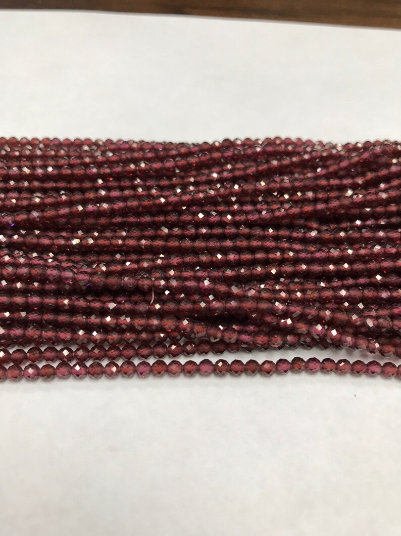 Rhodolite Garnet Natural Garnet Round Faceted 5 strands 3mm Granet Beads Faceted Round