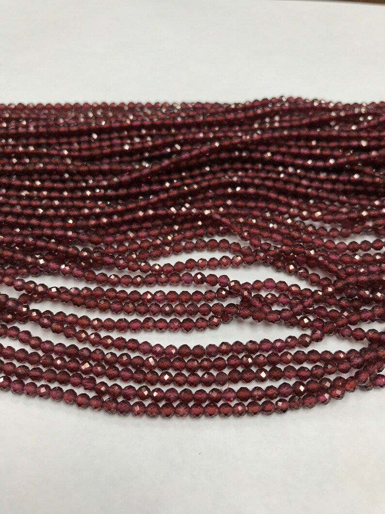 Rhodolite Garnet Natural Garnet Round Faceted 5 strands 3mm Granet Beads Faceted Round