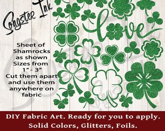 Glitter Shamrock HTV Transfer Sheet: St Patricks Day DIY (1-3 inch)