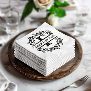 Custom Monogram F Napkins, Personalized Luncheon and Cocktail Size Napkins, Initial Napkins, Elegant Party Napkins, Wedding Napkins