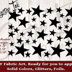 Sheet of Stars 3 sizes - DIY project -Iron On HTV - Precut design ready to apply