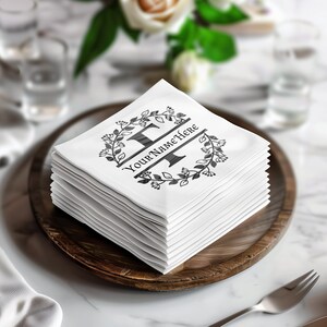 Custom Monogram F Napkins, Personalized Luncheon and Cocktail Size Napkins, Initial Napkins, Elegant Party Napkins, Wedding Napkins
