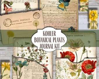 BUNDLE Kohler Botanical Junk Journal Kit, Diario Botánico, Efímera, Álbum de Recortes, Imprimible, Jardín Vintage, Digital, Planta Medicinal Basura