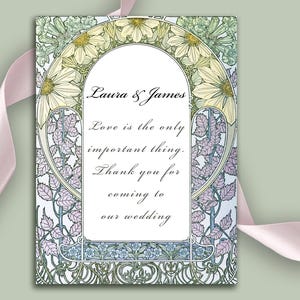 Thank You Art Nouveau Card, Daisy Flower Thank You Card, Thank You Card, Editable Thank You Card Template, Thank You Card Printable, VW7
