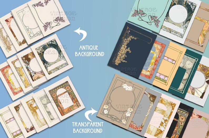 26 Art Nouveau Frames Vintage Frames Set Art Nouveau Etsy