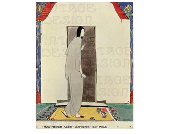 I had never seen anyone so pale, Jessie M. King, Art Nouveau Illustration, Art Nouveau Print, Vintage illustration, Glasgow School Style.