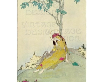 A Chestnut Tree, Jessie M. King, Art Nouveau Illustration, Art Nouveau Print, Fairy Tale Print, Fairy Illustration, Vintage illustration