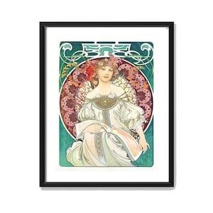 Mucha ensoñación, Alphonse Mucha, Ilustración vintage, Ilustración Art Nouveau, Grabado de Mucha, Grabado Art Nouveau, Pintura vintage