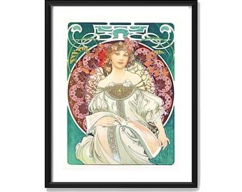 Daydream Mucha, Fantasticheria, Alphonse Mucha, Illustrazione vintage, Illustrazione Art Nouveau, Stampa Mucha, Stampa Art Nouveau, Pittura vintage