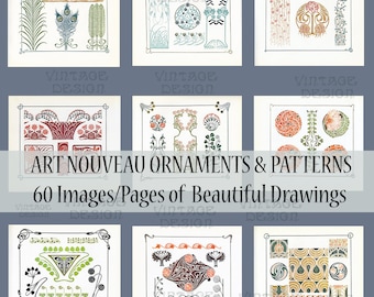 60 Pages Art Nouveau Ornaments, Art Nouveau Patterns, Bookpage
