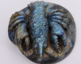 Hand-Carved Labradorite Lobster Flash