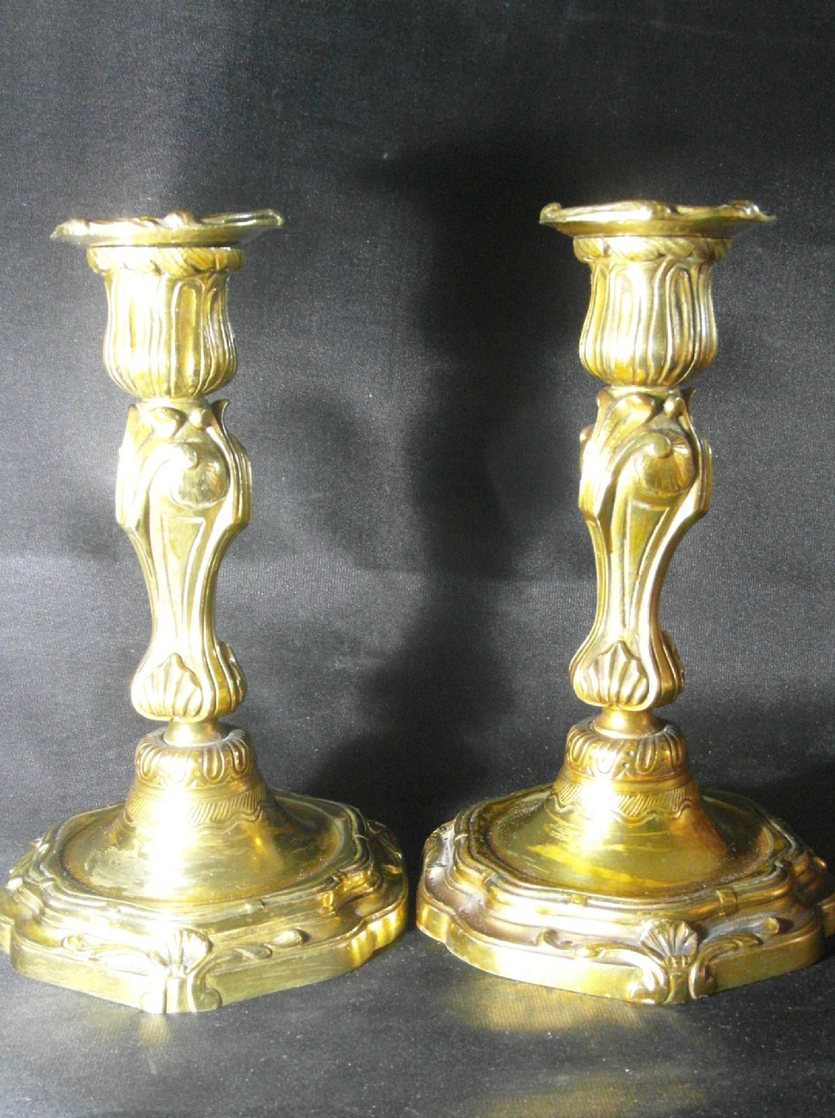 Antique French Bronze Candle Holder Pair Louis XV Style Home Etsy
