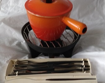 Le Creuset Fondue Set with Cast Iron Pot and Forks - French Cookware at Its Finest-Retro Kitchenware