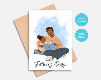 Fathers Day Card | Fathers Day Gift from Daughter | Multicultural | African American | Fathers Day Printable | Instant Digital Download
