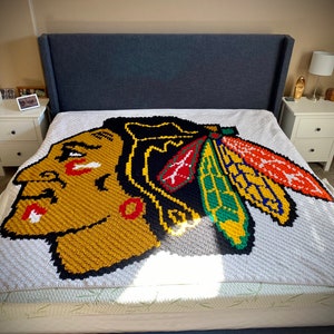 Chicago Blackhawks Crochet Blanket Pattern (King Sized)