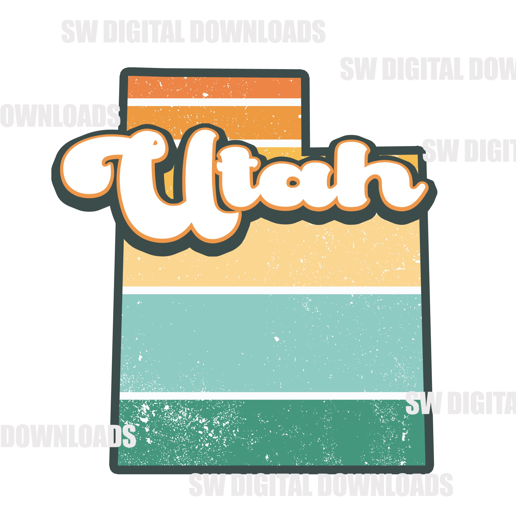 Retro Utah State PNG, Utah Clip Art, Retro PNG, Sublimation Clipart