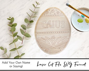 Easter Egg SVG, Easter Egg Paint Kit,Easter Craft GLOWFORGE FILE, Personalized Wood Egg Cut File, Easter Svg, Custom Easter Gift