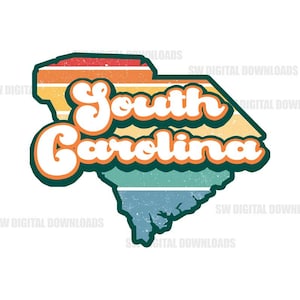 Retro South Carolina State PNG, South Carolina Clip Art, Retro PNG, Sublimation Clipart, State Pride