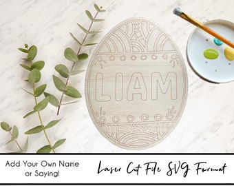 Easter Egg SVG, Easter Egg Paint Kit,Easter Craft GLOWFORGE FILE, Personalized Wood Egg Cut File, Easter Svg, Custom Easter Gift