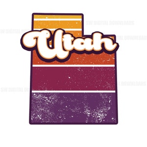 Retro Utah State PNG, Utah Clip Art, Retro PNG, Sublimation Clipart, State Pride, Wall Art