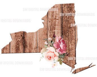 NewYork State Floral PNG, New York Clip Art, Floral PNG, Sublimation Clipart, State Pride