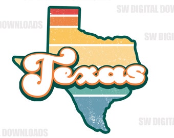Retro Texas State PNG, Texas Clip Art, Texas Love, Retro PNG, Sublimation Clipart, State Pride