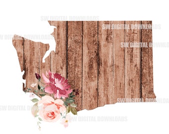 Washington State Floral PNG, Washington Clip Art, Floral PNG, Sublimation Clipart, State Pride